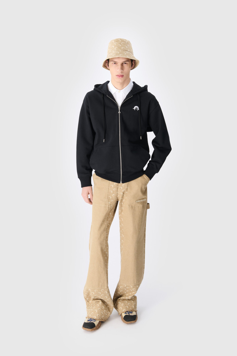 Marine Serre Moon Logo Fleece Zipped Hoodie outlook