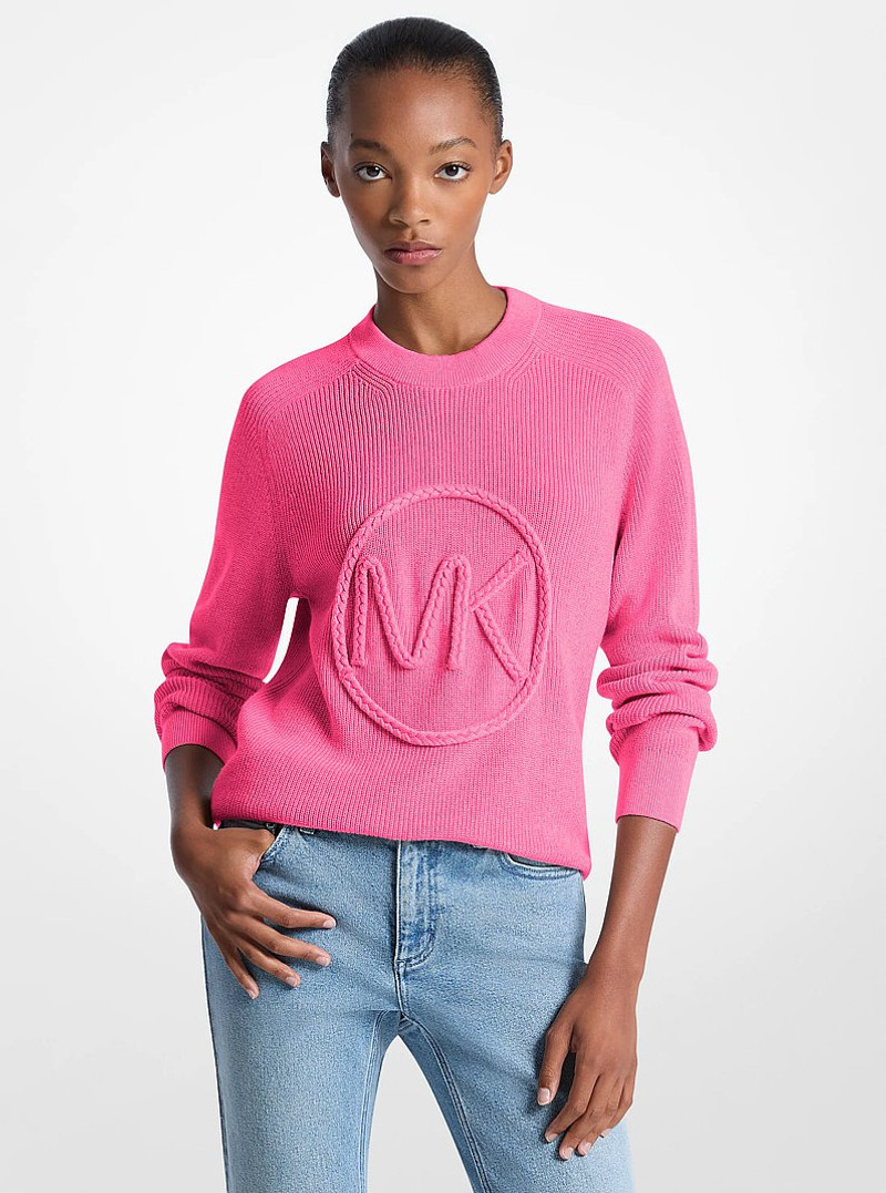 Braided Logo Cotton Blend Sweater 1