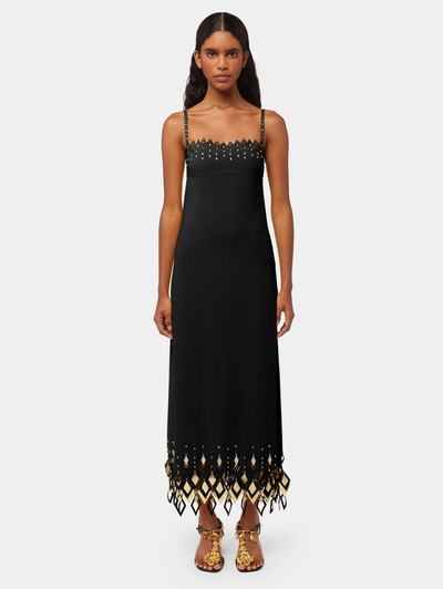 Paco Rabanne BLACK CREPE LONG DRESS WITH DIAMOND-SHAPED ASSEMBLY outlook
