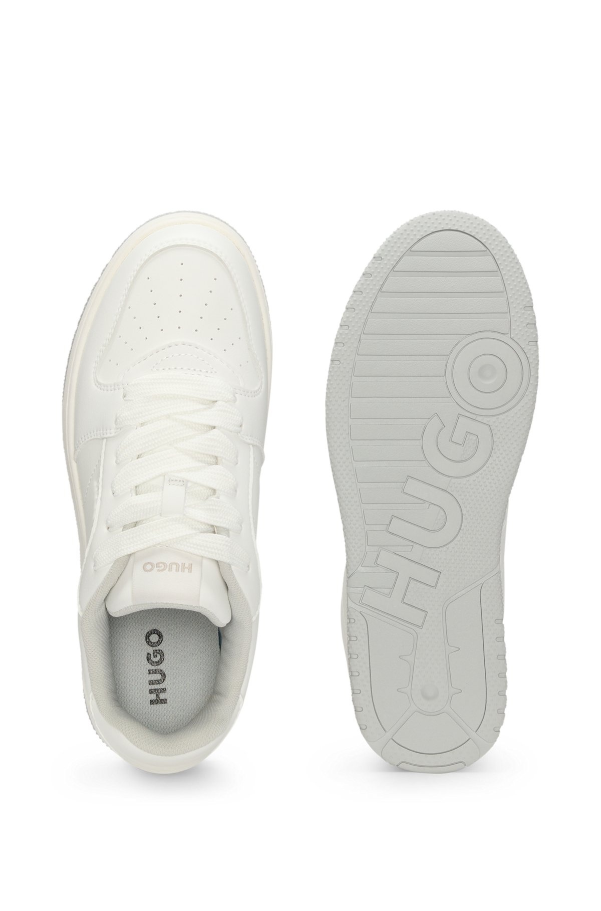 ALL-WHITE TRAINERS WITH FAUX-LEATHER UPPERS - 3