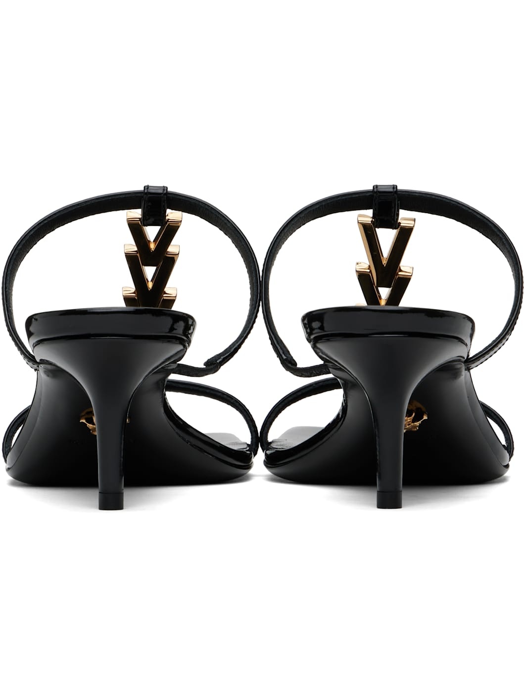 Black Patent Heeled Sandals - 2