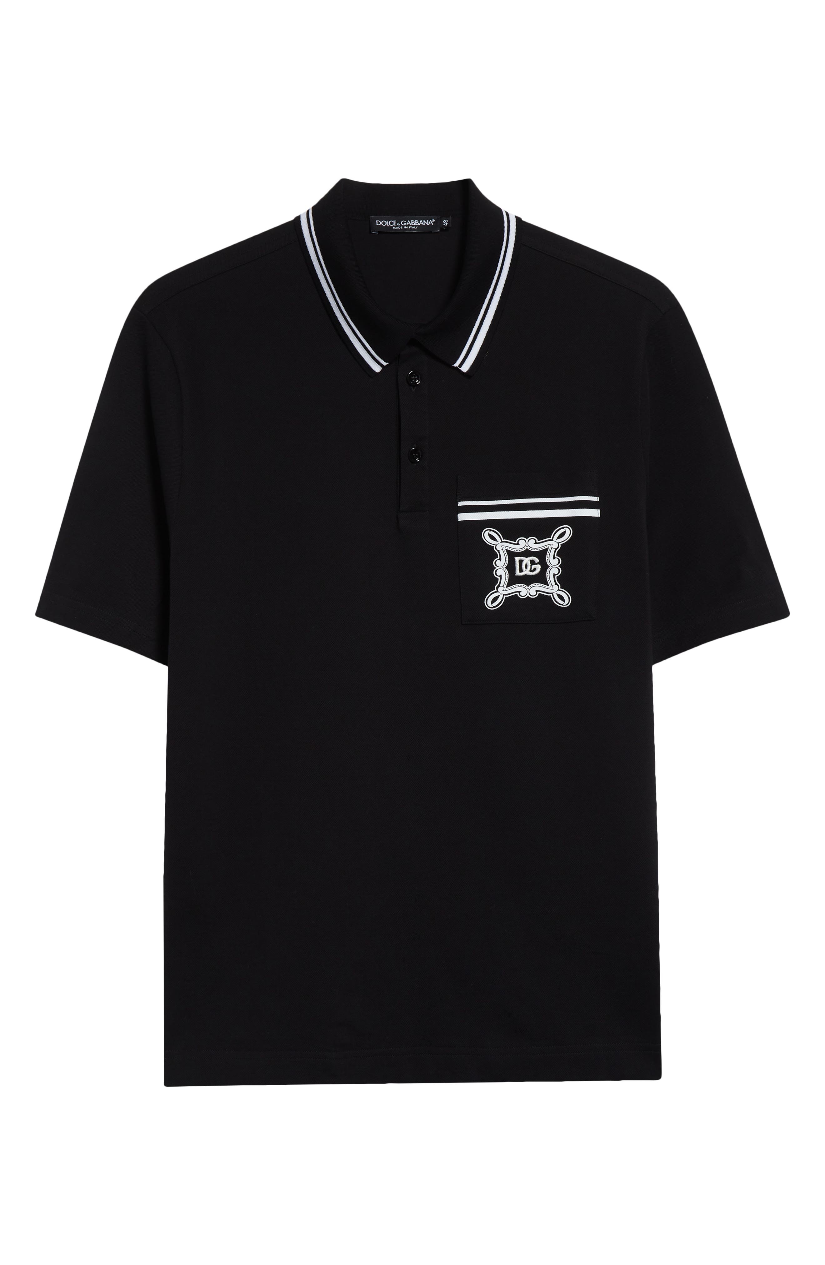 Dolce&Gabbana Bandana Detail Cotton Polo in Nero at Nordstrom - 5