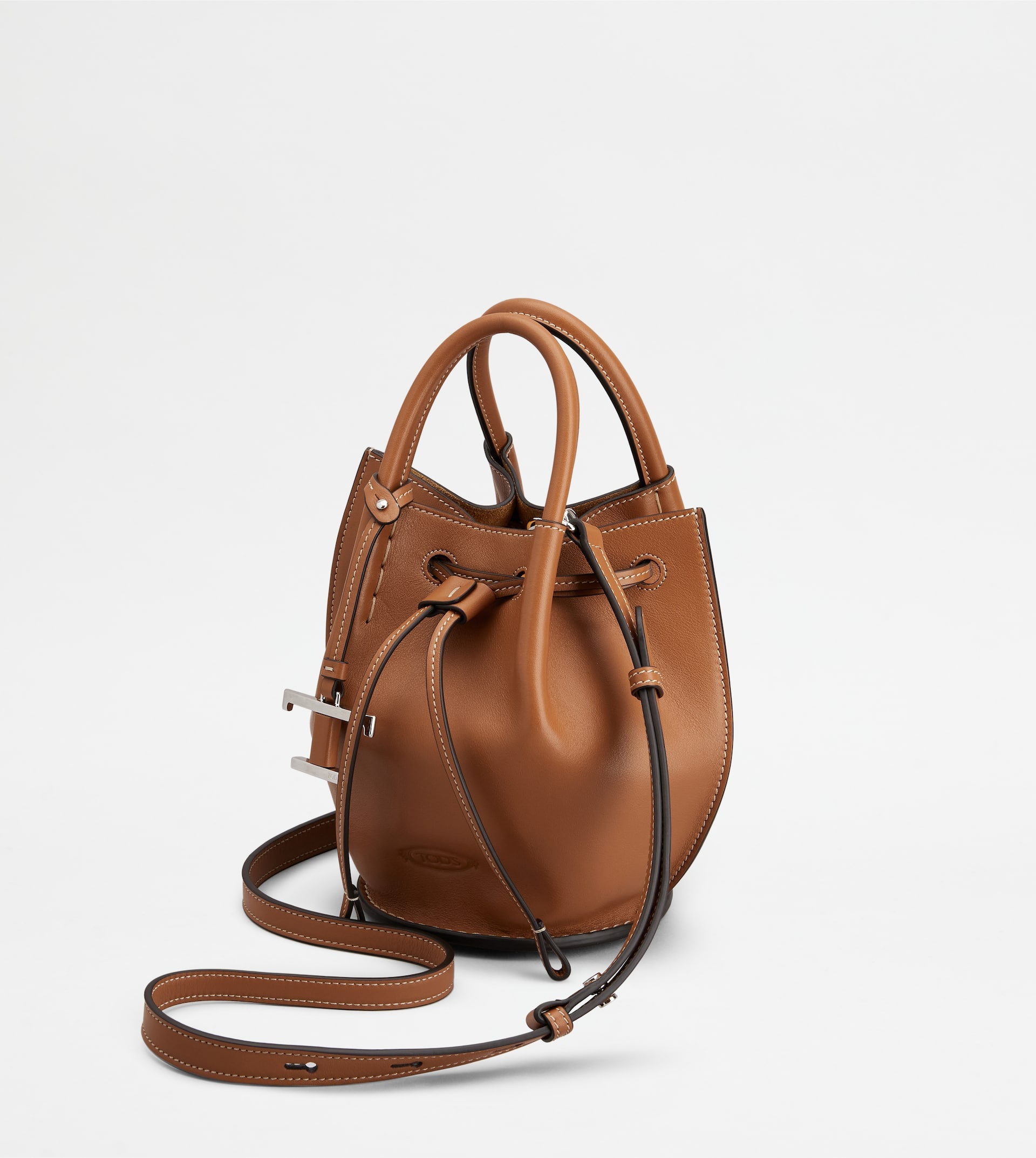 BUCKET BAG IN LEATHER MINI - BROWN - 6