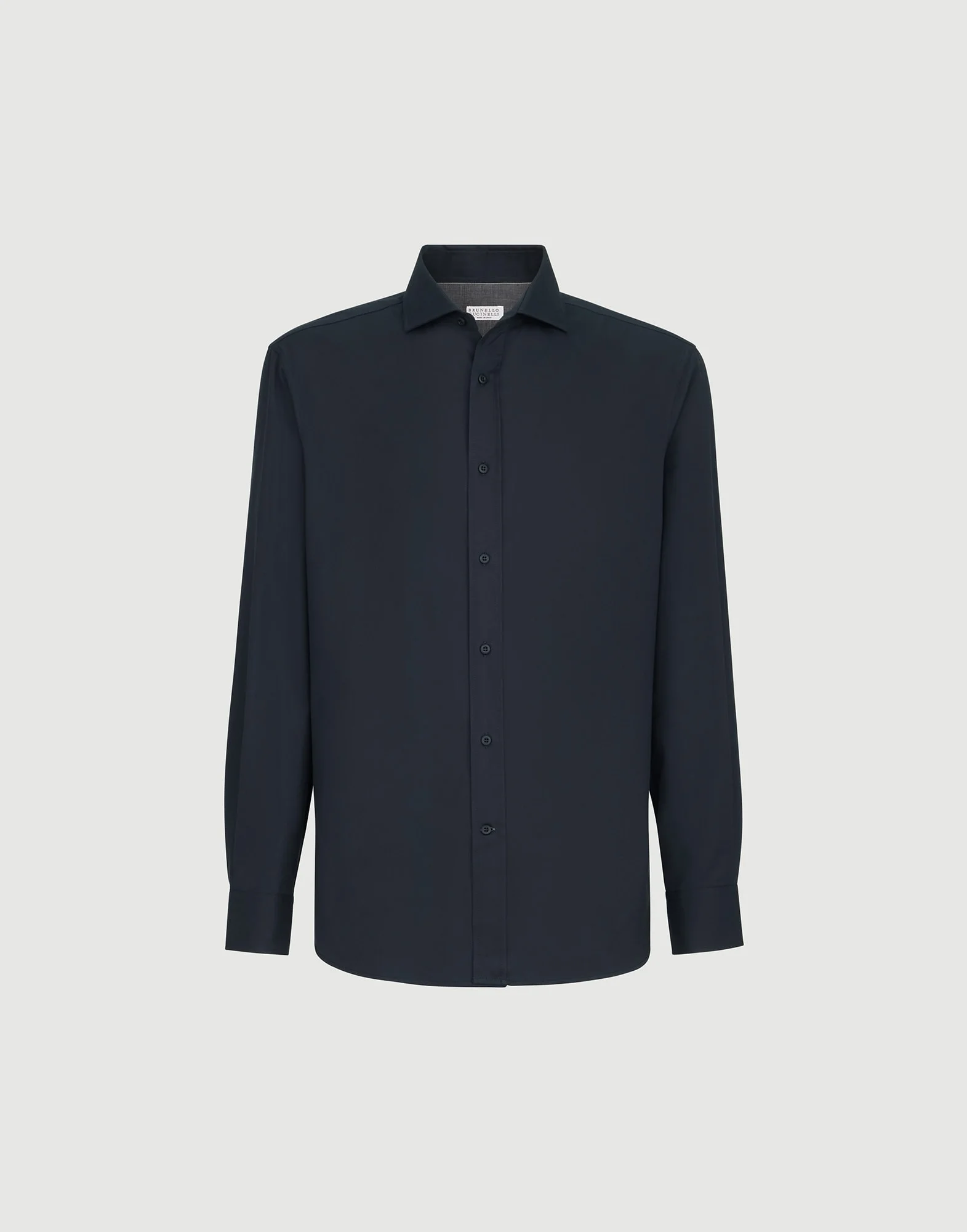 Garment-dyed twill shirt with spread collar - 1