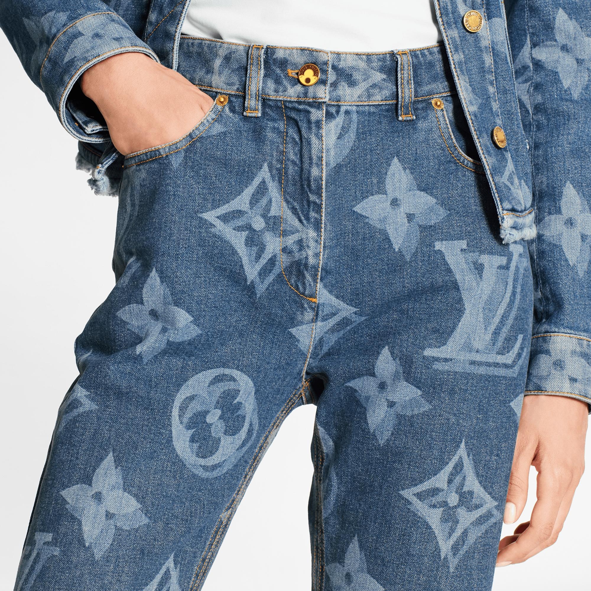 Blurry Giant Monogram Mid-Rise Jeans  - 3