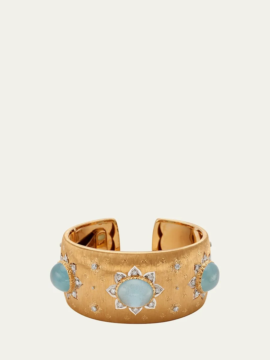 Macri Color Bangle with Aquamarine and Diamonds - 1