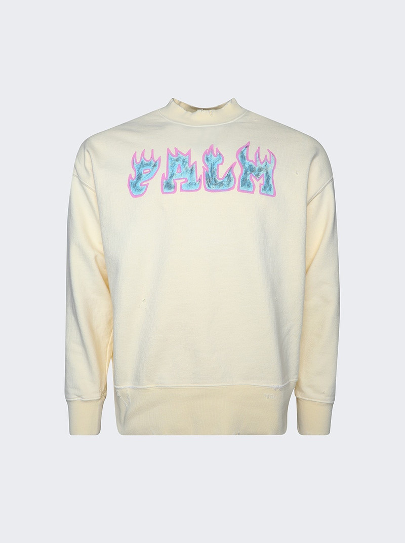 Logo Flames Vintage Crewneck Sweatshirt White - 1