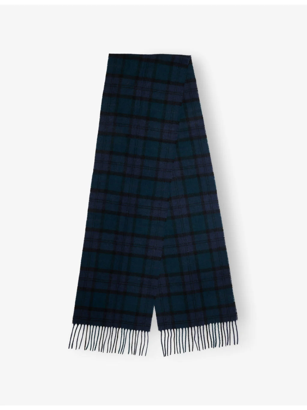 Checked tasselled-trim wool scarf - 1