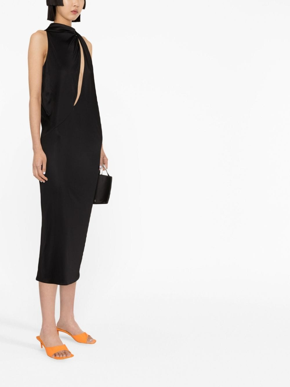 slashed halterneck midi dress - 3