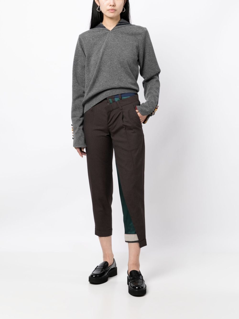 asymmetric cropped trousers - 3