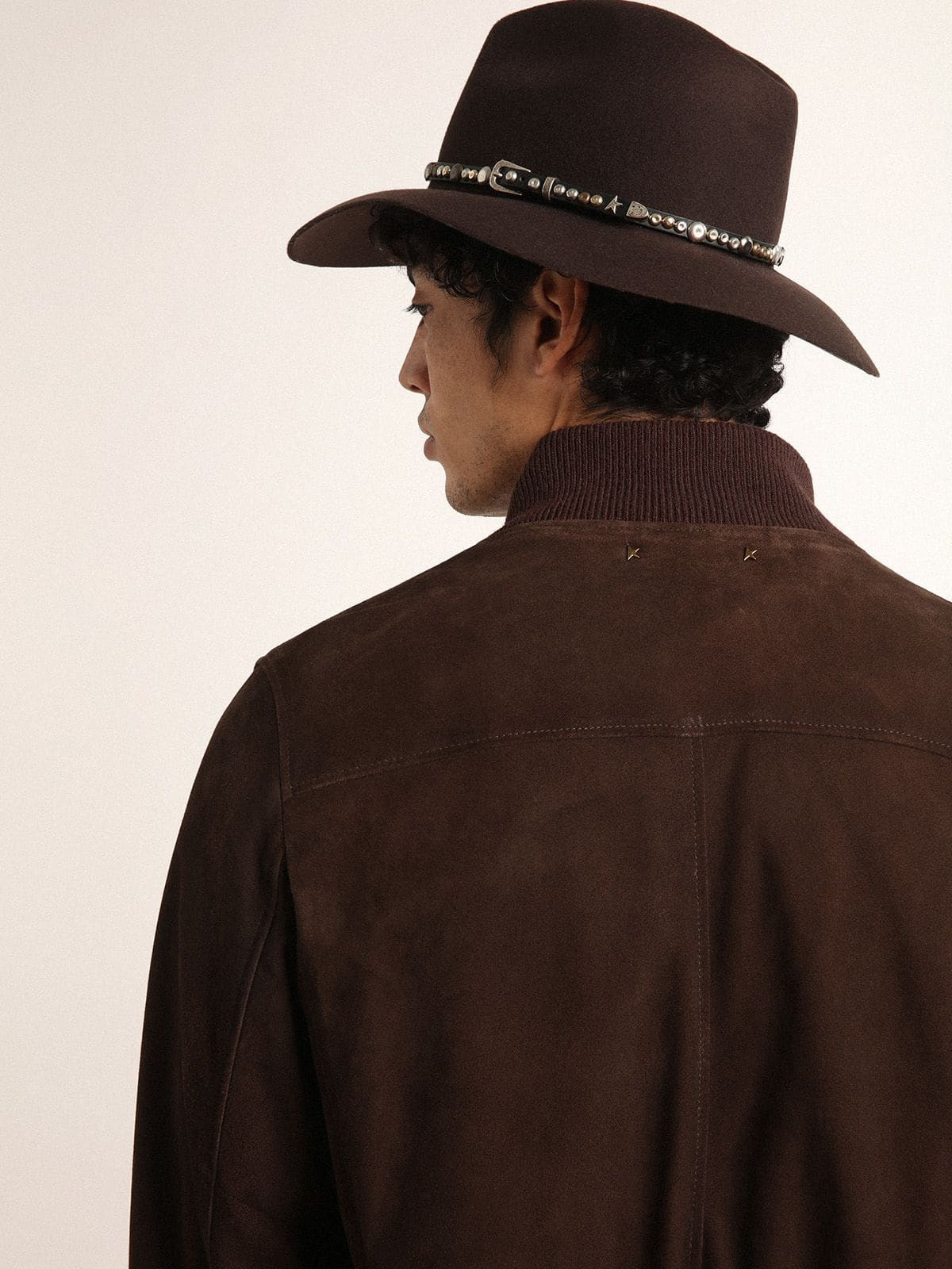 Golden Collection flight jacket in dark brown suede - 4