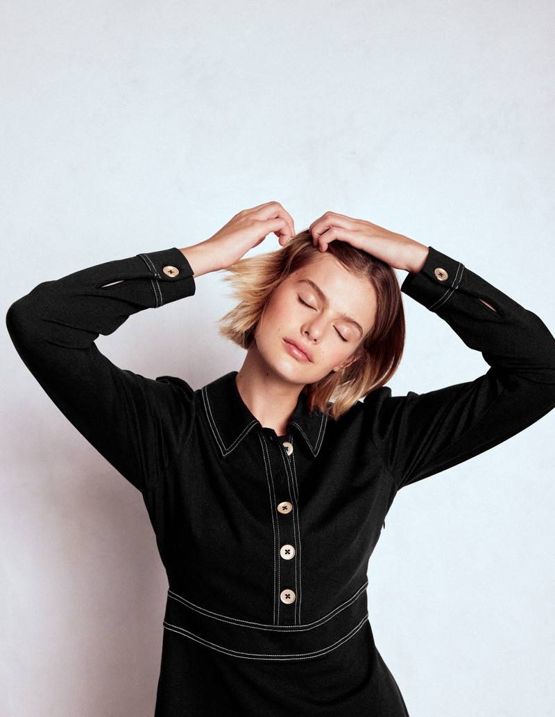 Nicolette Long Sleeve Dress-Black 6