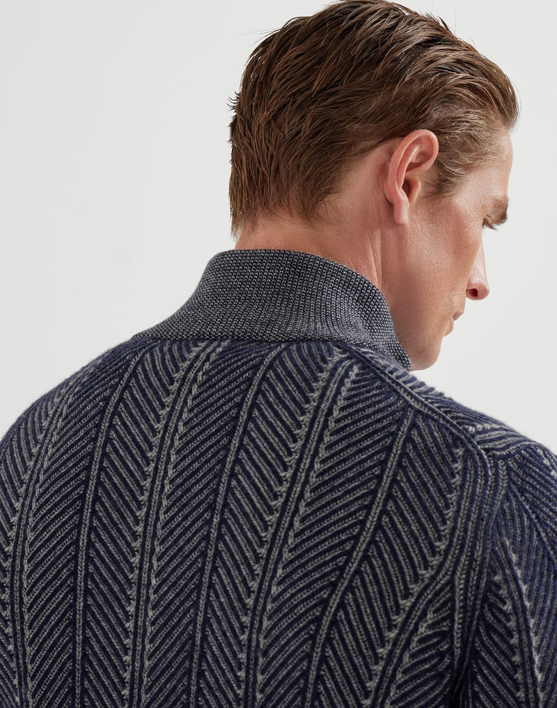 Cashmere vanisé chevron sweater with half zip 3
