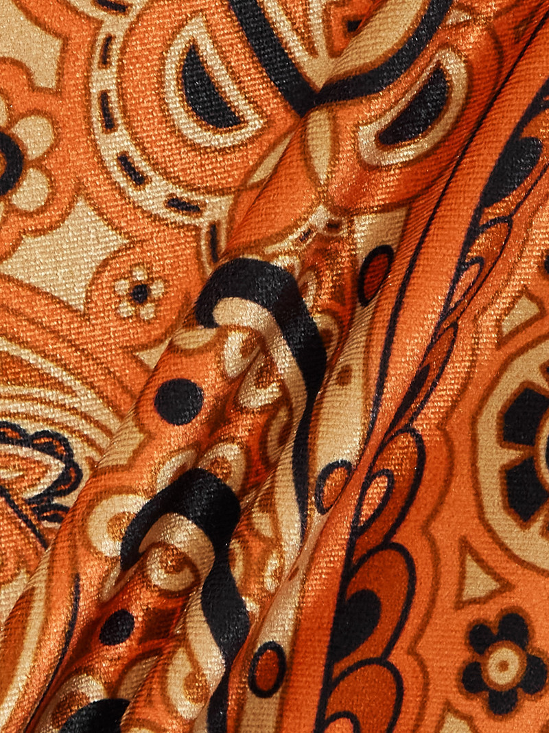 Paisley-print Stretch-velvet Flared Pants 4
