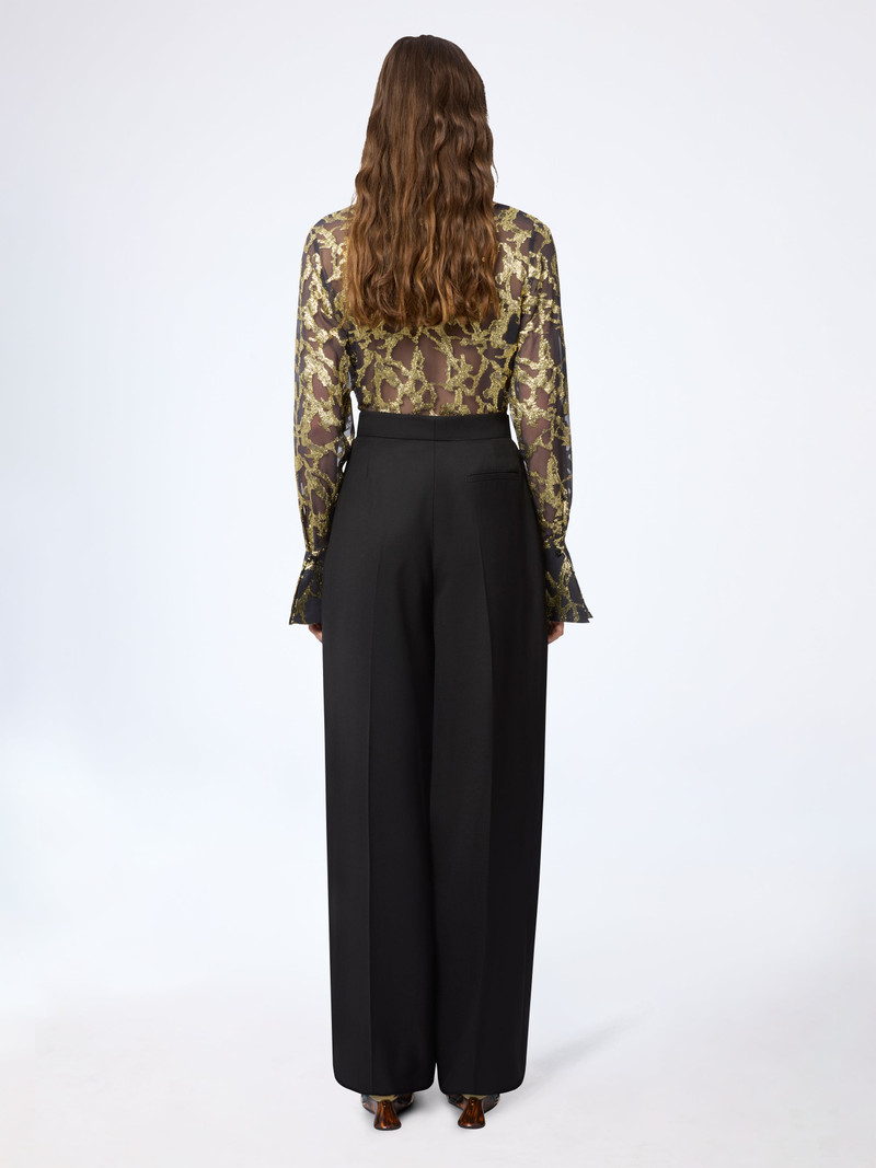 Wide-Leg Pleated Wool Gabardine Pants 4
