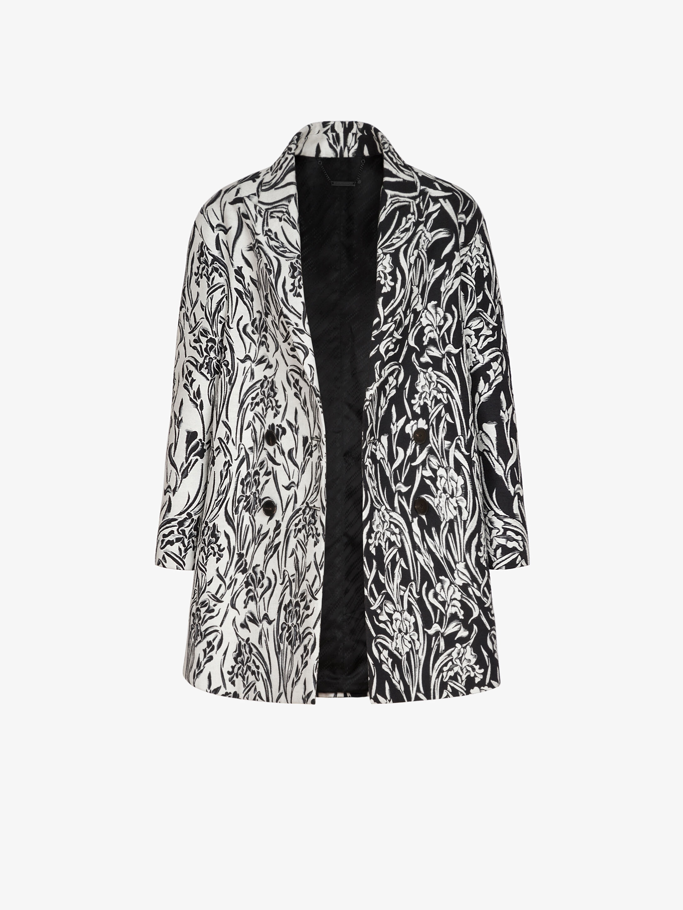 Two tone coat in floral jacquard - 5