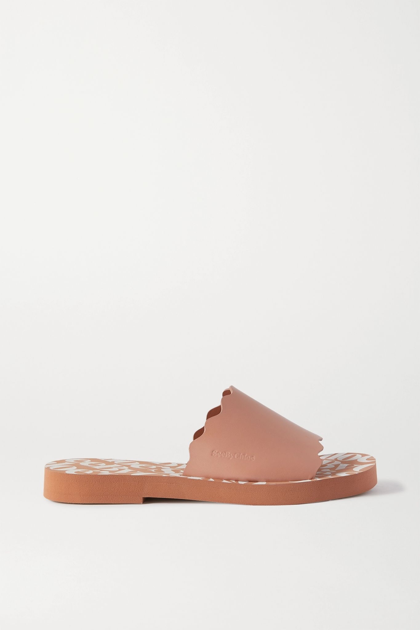 Scalloped leather slides - 1