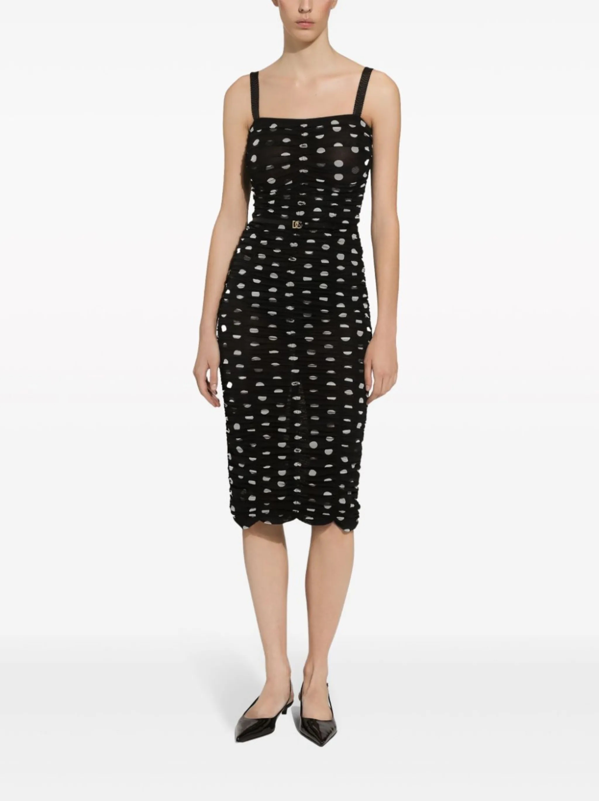 polka-dot tulle midi dress - 2