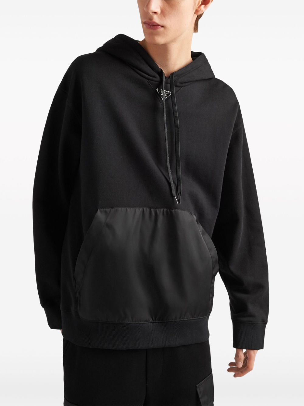 enamel triangle-logo cotton hoodie - 4