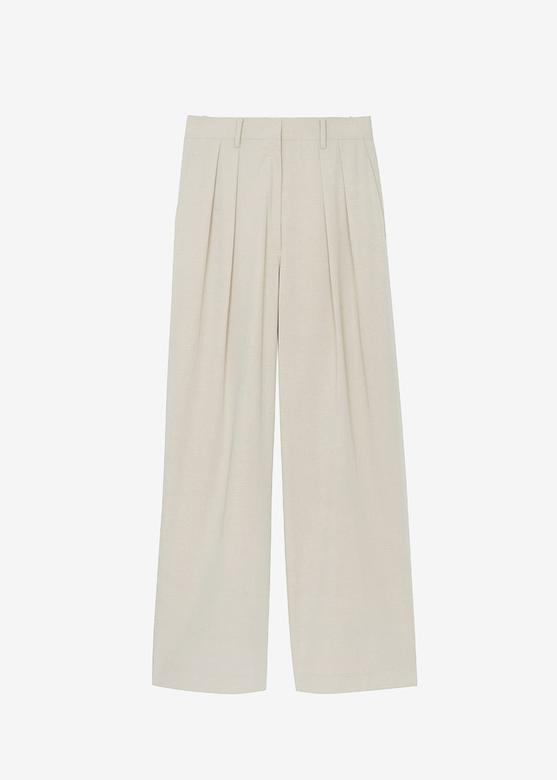 Tansy Pleated Trousers - Beige - 1
