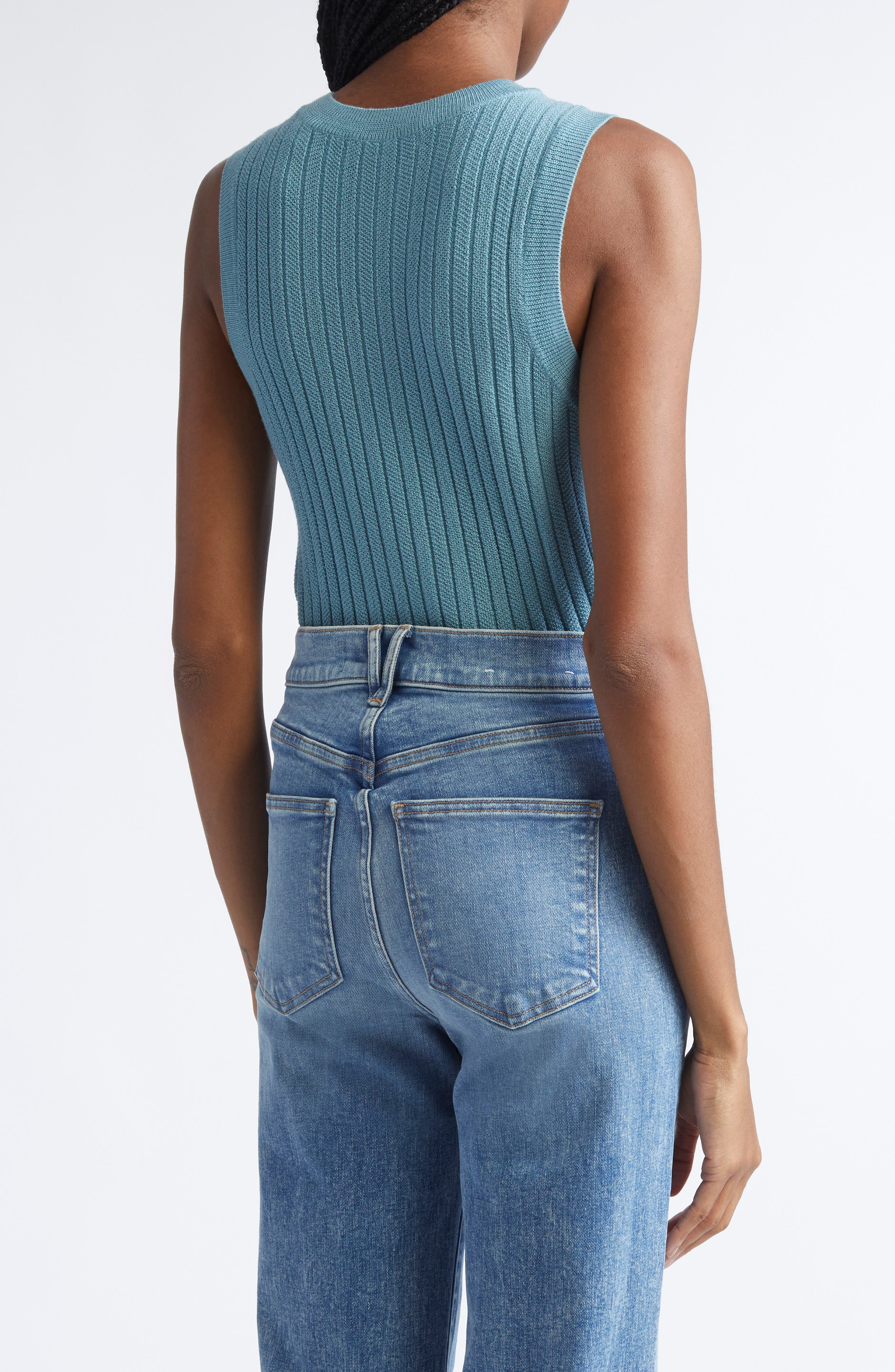 Veronica Beard Jerrel Rib Merino Wool Tank in Lake Mist at Nordstrom - 2