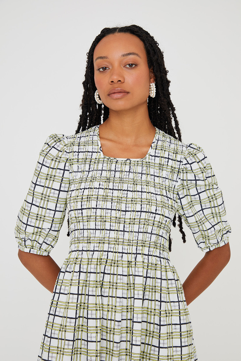 Daria Dress - Yellow/Black Check 3