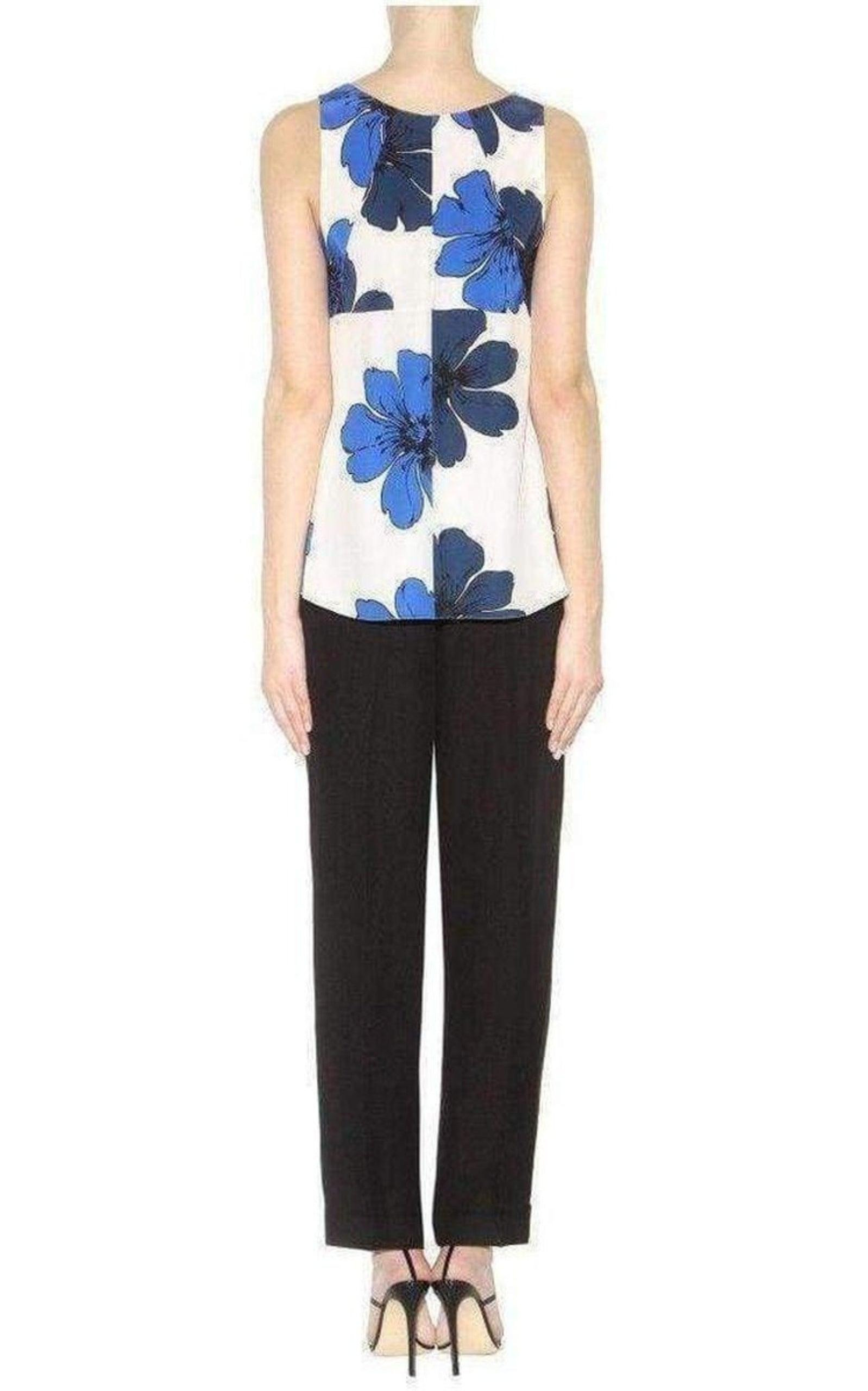 Neon Blue and Navy Silk Top - 3