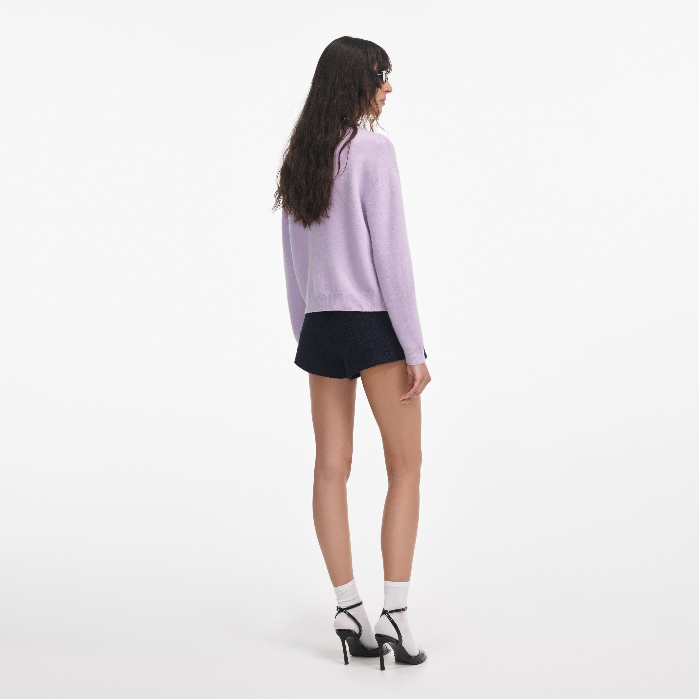 Lilac Crystal Trim Cardigan - 3