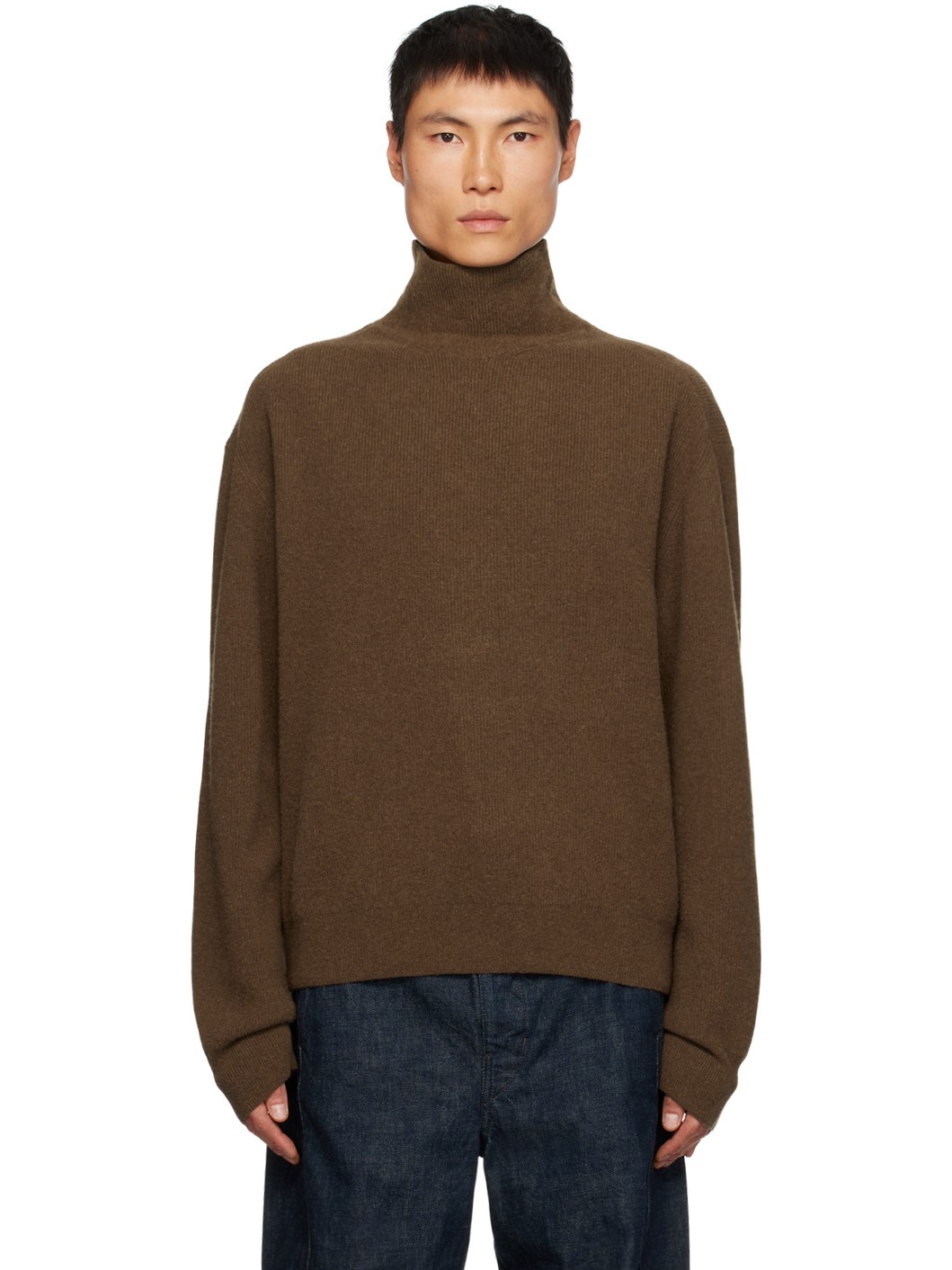 Brown Relaxed Turtleneck - 1