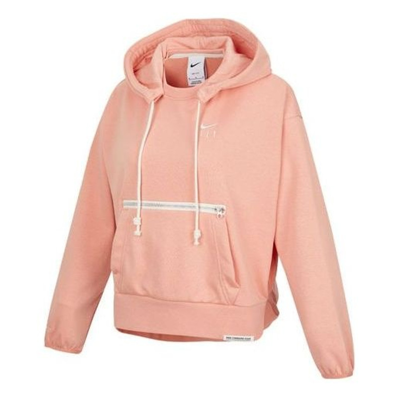 (WMNS) Nike Embroidered Logo Big Pocket Short Sports Hoodie Light Orange DA6484-824 - 1
