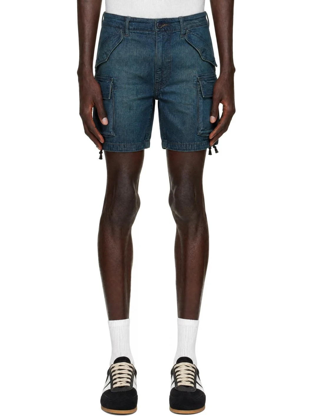 Blue Cargo Denim Shorts - 1