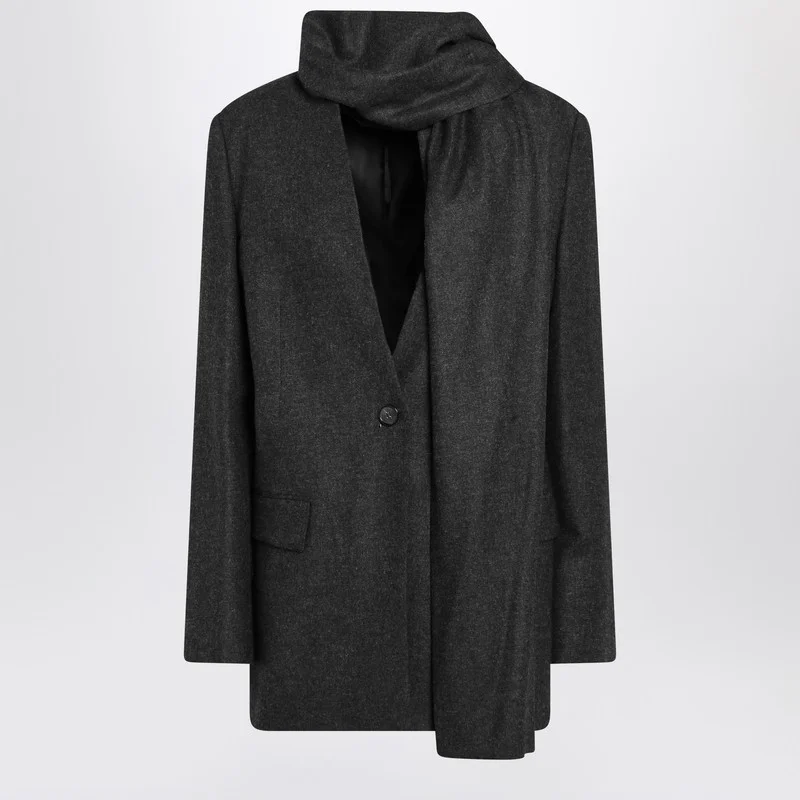 Scarf blazer wool blend charcoal grey - 1