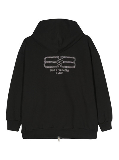 BALENCIAGA crystal-logo zip-up hoodie outlook