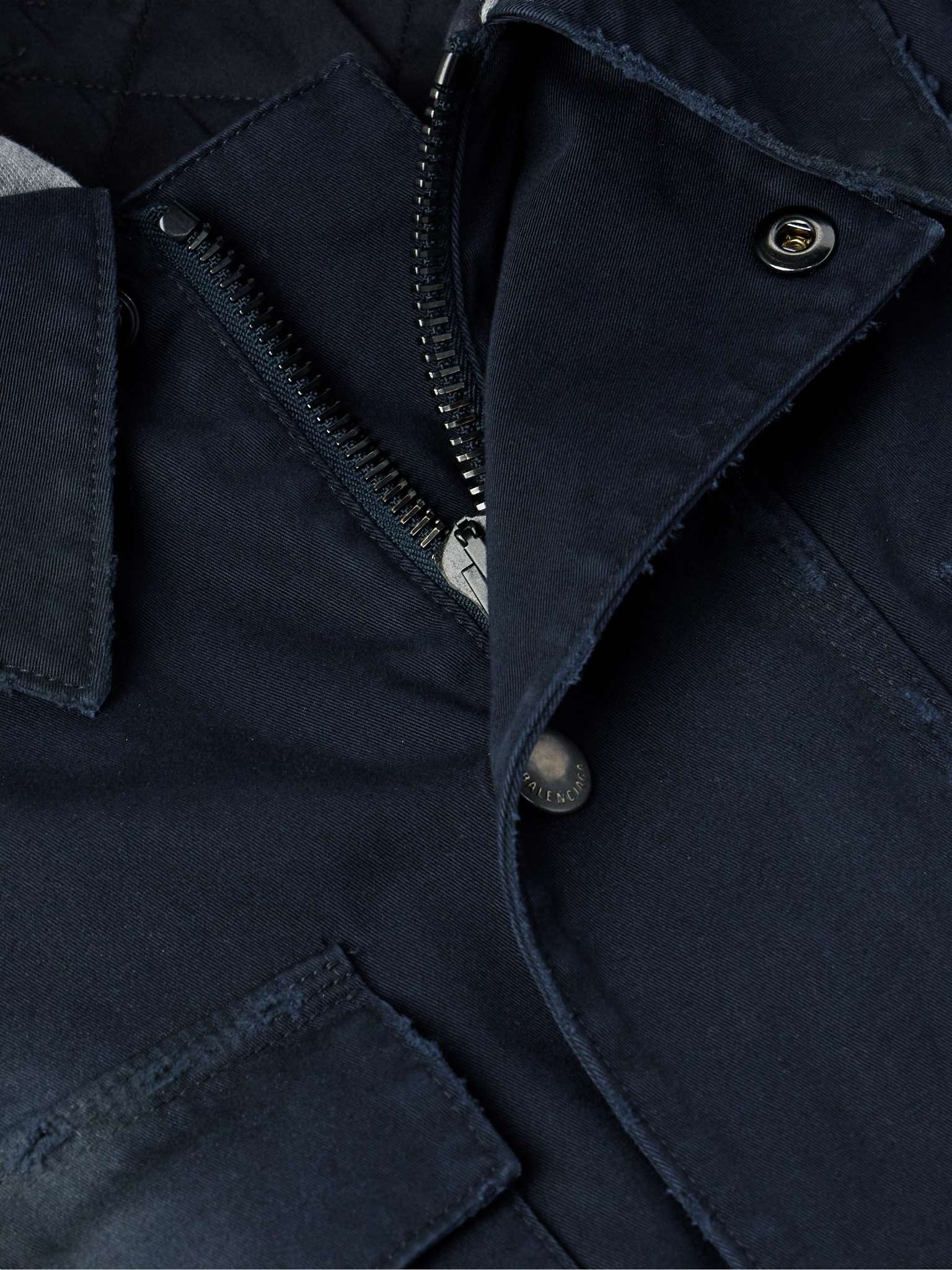 Oversized Jersey-Trimmed Distressed Organic Cotton-Blend Gabardine Parka - 5