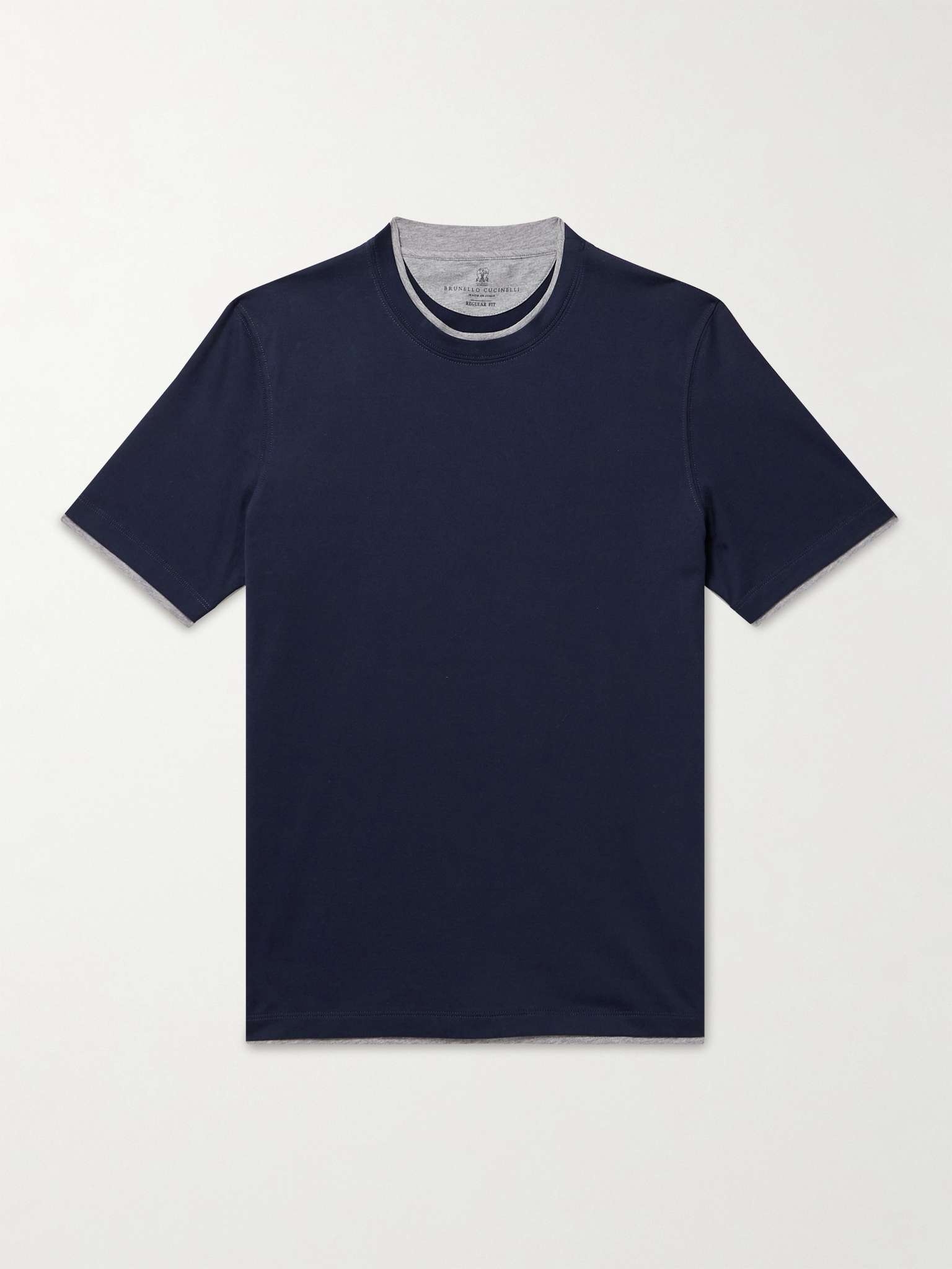 Layered Logo-Embroidered Cotton-Jersey T-Shirt - 1
