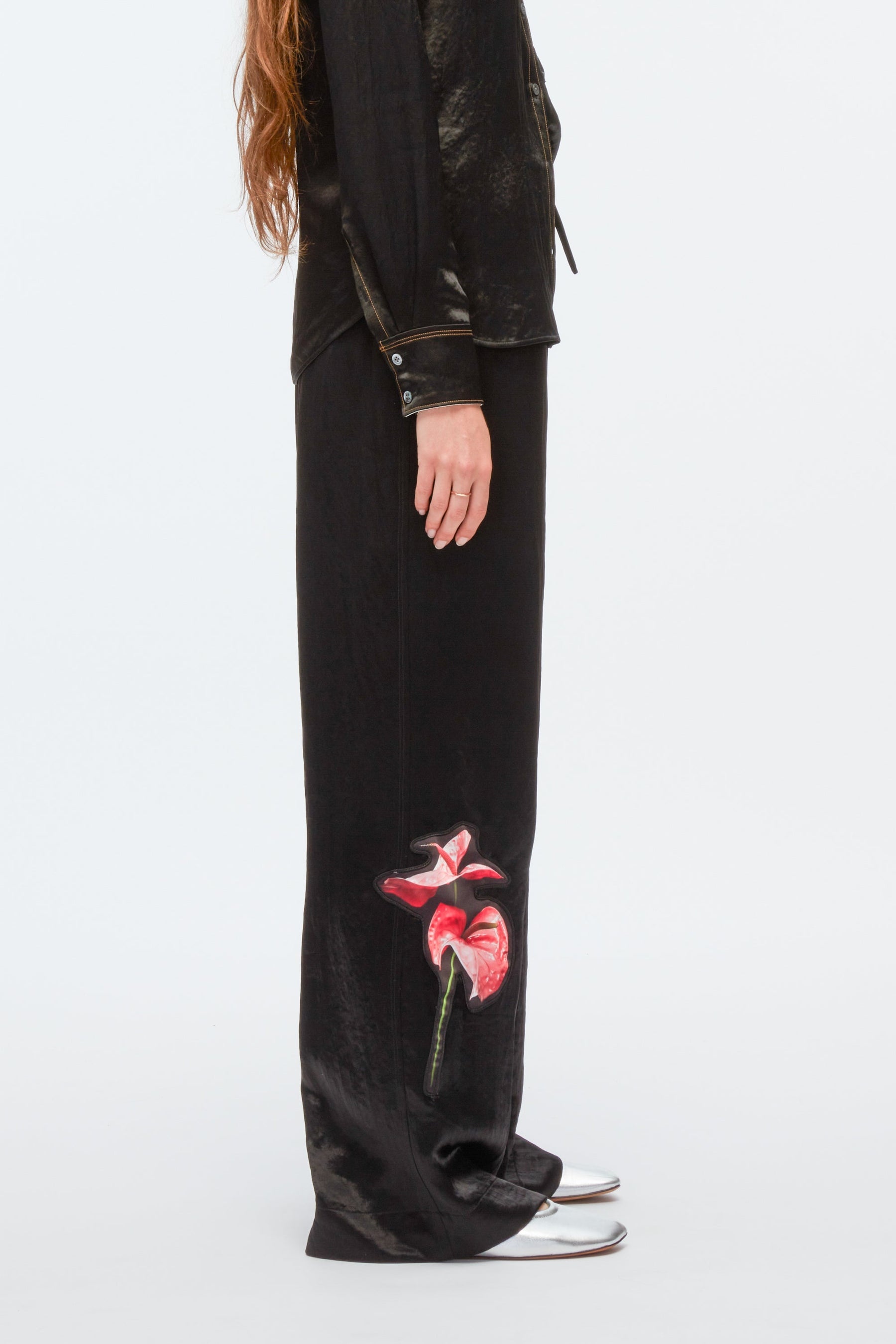 Floral Bouquet Appliqué Pajama Trousers - 2