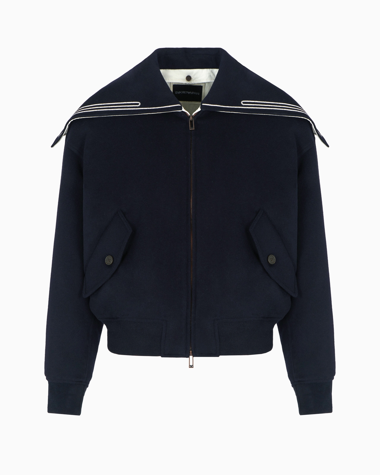 VIRGIN-WOOL CLOTH BLOUSON WITH LOGO SAILOR COLLAR - 1