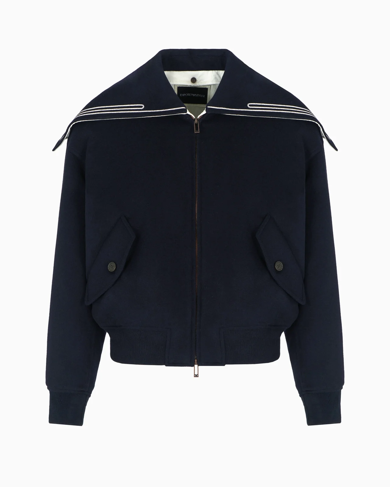 VIRGIN-WOOL CLOTH BLOUSON WITH LOGO SAILOR COLLAR - 1