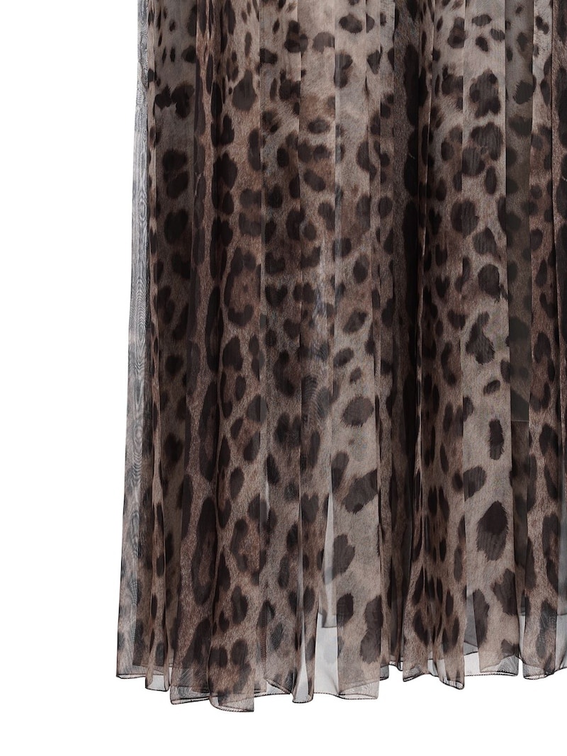 Leopard print wide chiffon pants - 5