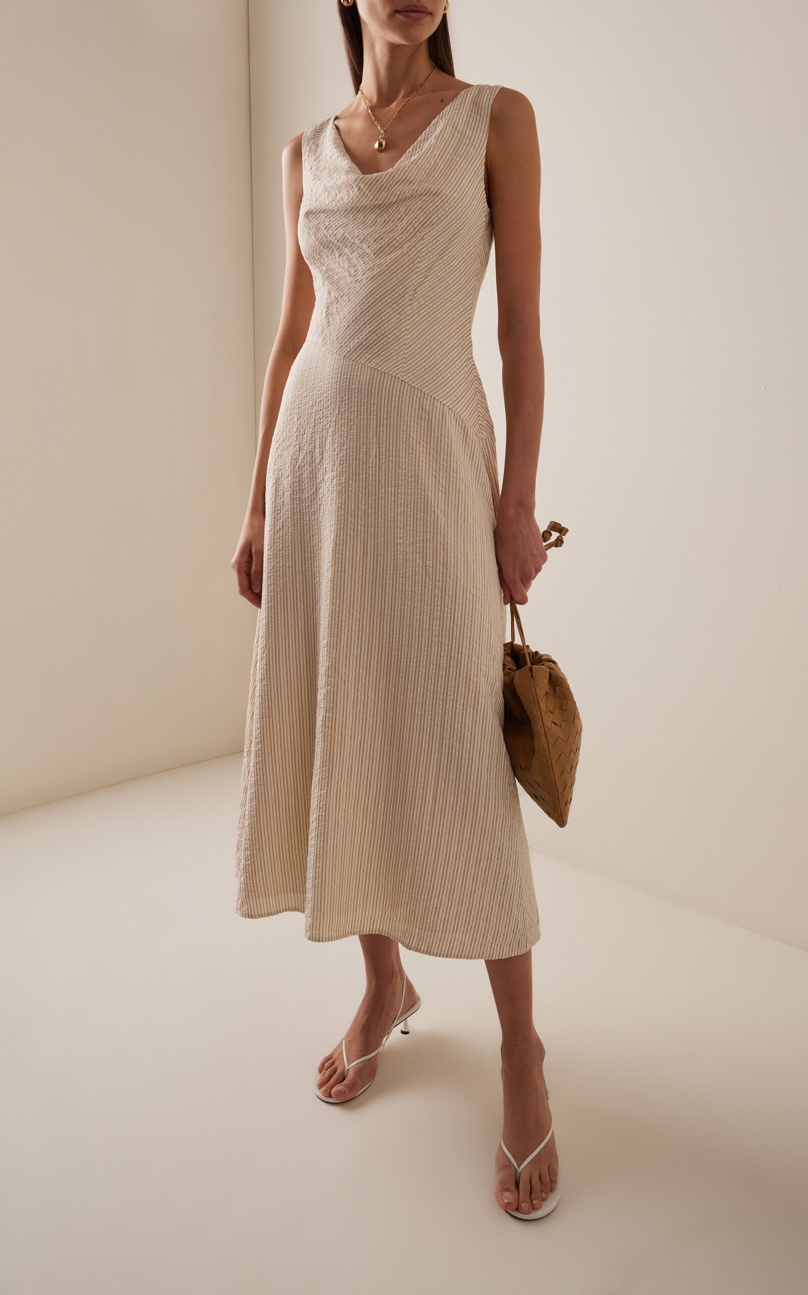 Evelyn Striped Midi Dress gold - 3