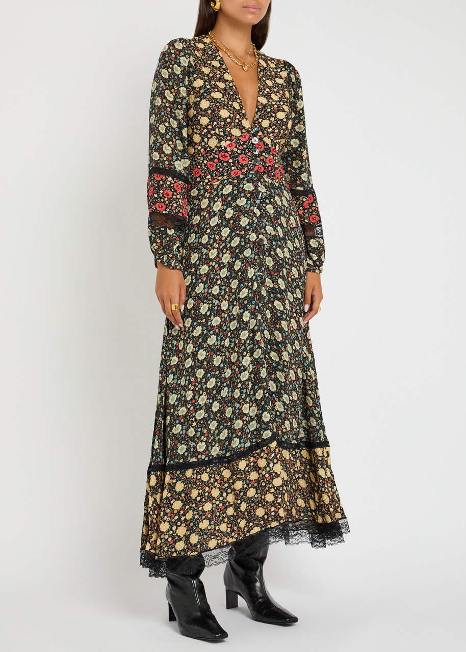 Rixo Raven Floral-print Crepe de Chine Maxi Dress - 2
