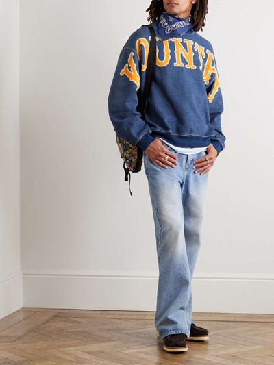 Kapital Denim-Trimmed Logo-Print Cotton-Jersey Sweatshirt outlook