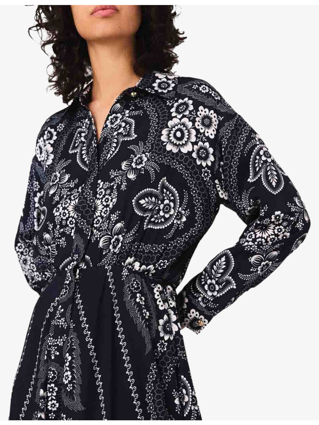 Paisley-Print Long-Sleeve Woven Maxi Dress - 5