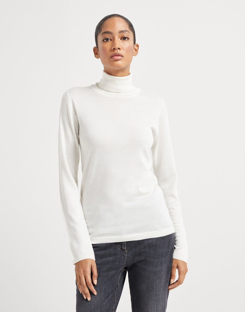 Cashmere and silk lightweight turtleneck sweater - 1