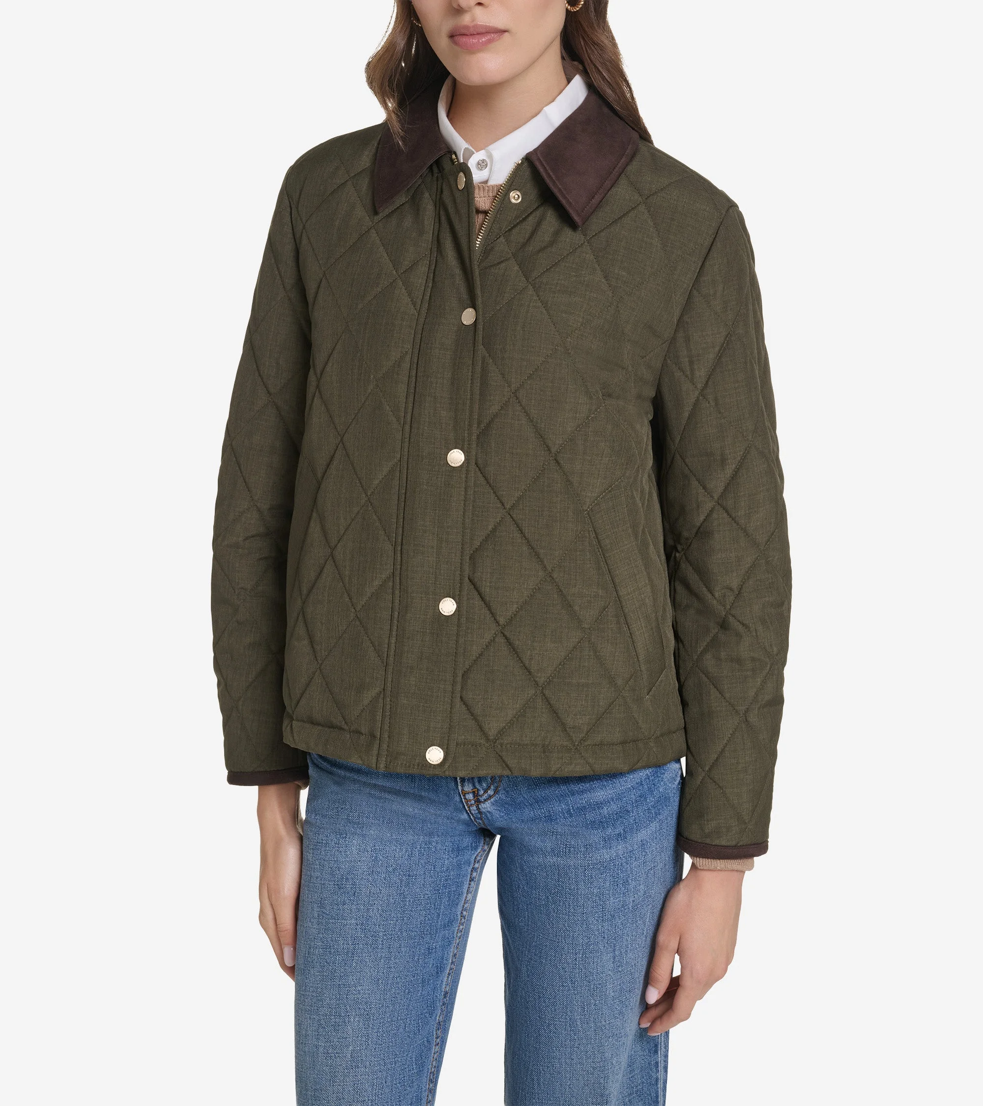 Women's Cross-Hatch Quilt Cropped Jacket - 1
