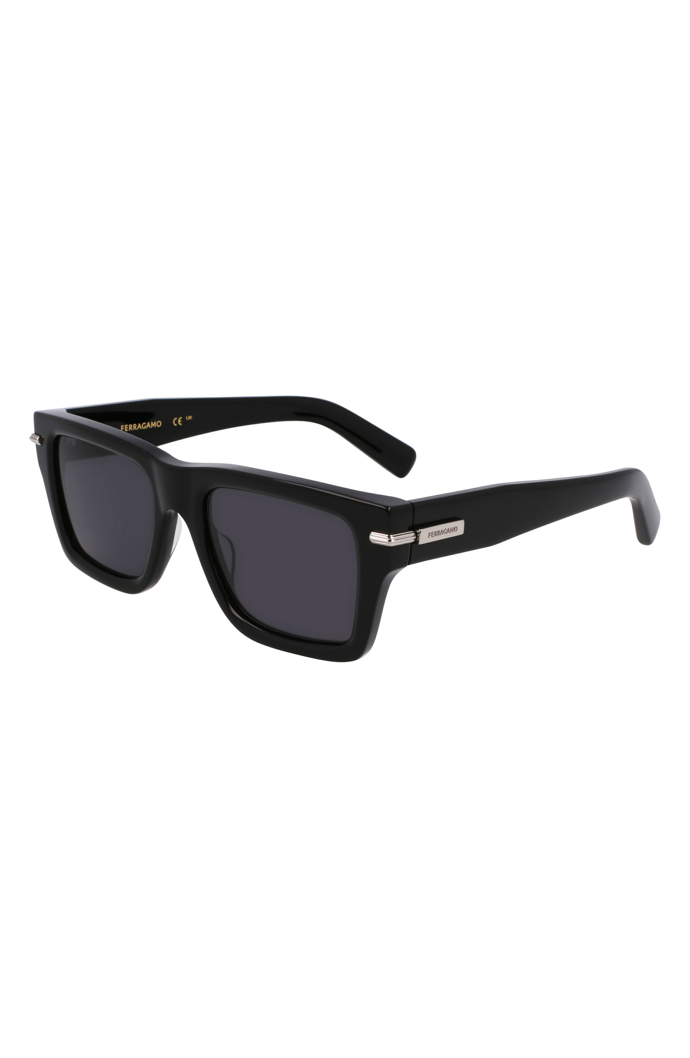 FERRAGAMO Prisma 53mm Modified Rectangular Sunglasses in Black at Nordstrom - 2