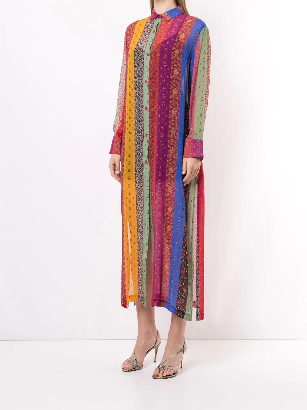 color-block paisley shirt dress - 3