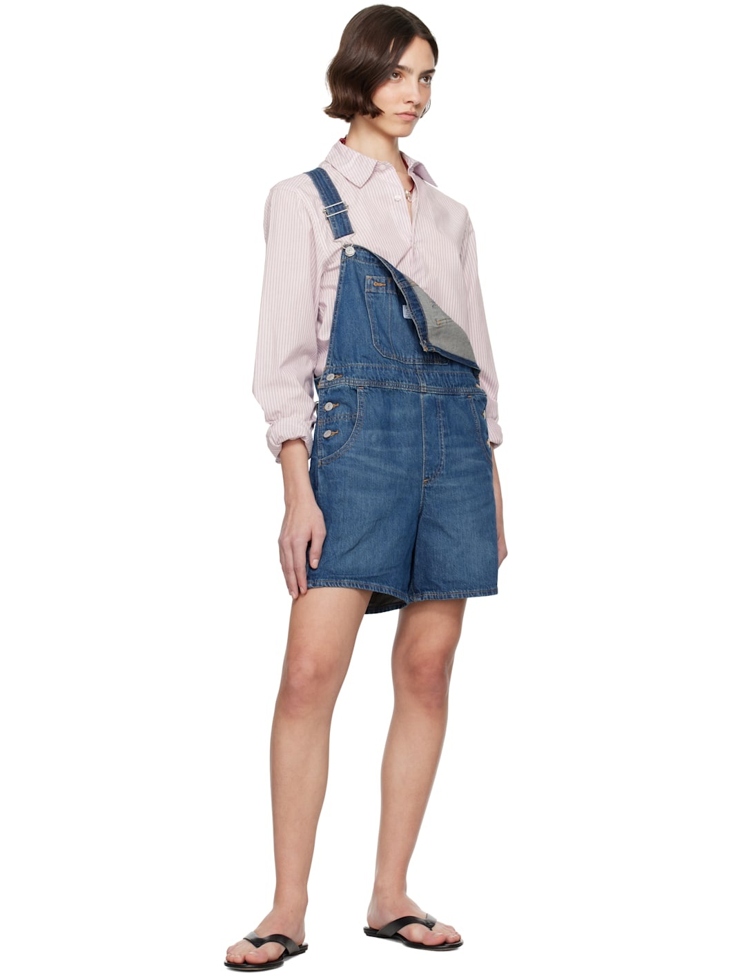Blue Utility Shortall Denim Overalls - 5