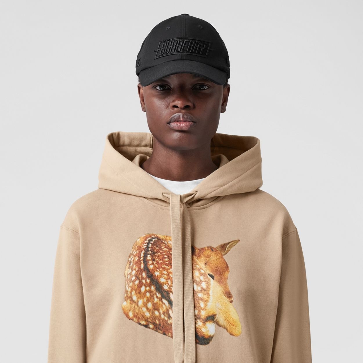 Deer Print Cotton Oversized Hoodie - 3