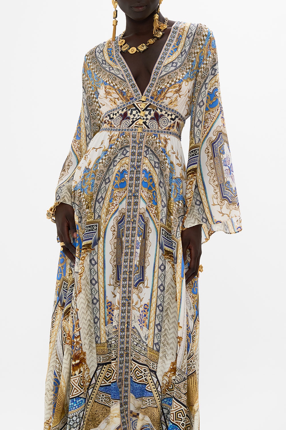 KIMONO SLEEVE DRESS WITH SHIRRING DETAIL - 5